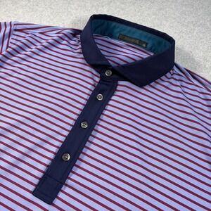 Greyson Men's XL Navy Plum Striped Outdoor Golf‎ Performance Short Sleeve Polo